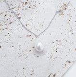 Pearl drop bridal necklace, Dainty wedding necklace, Silver elegant necklace, Pearl wedding jewellery, Jewellery for brides - House of Hats