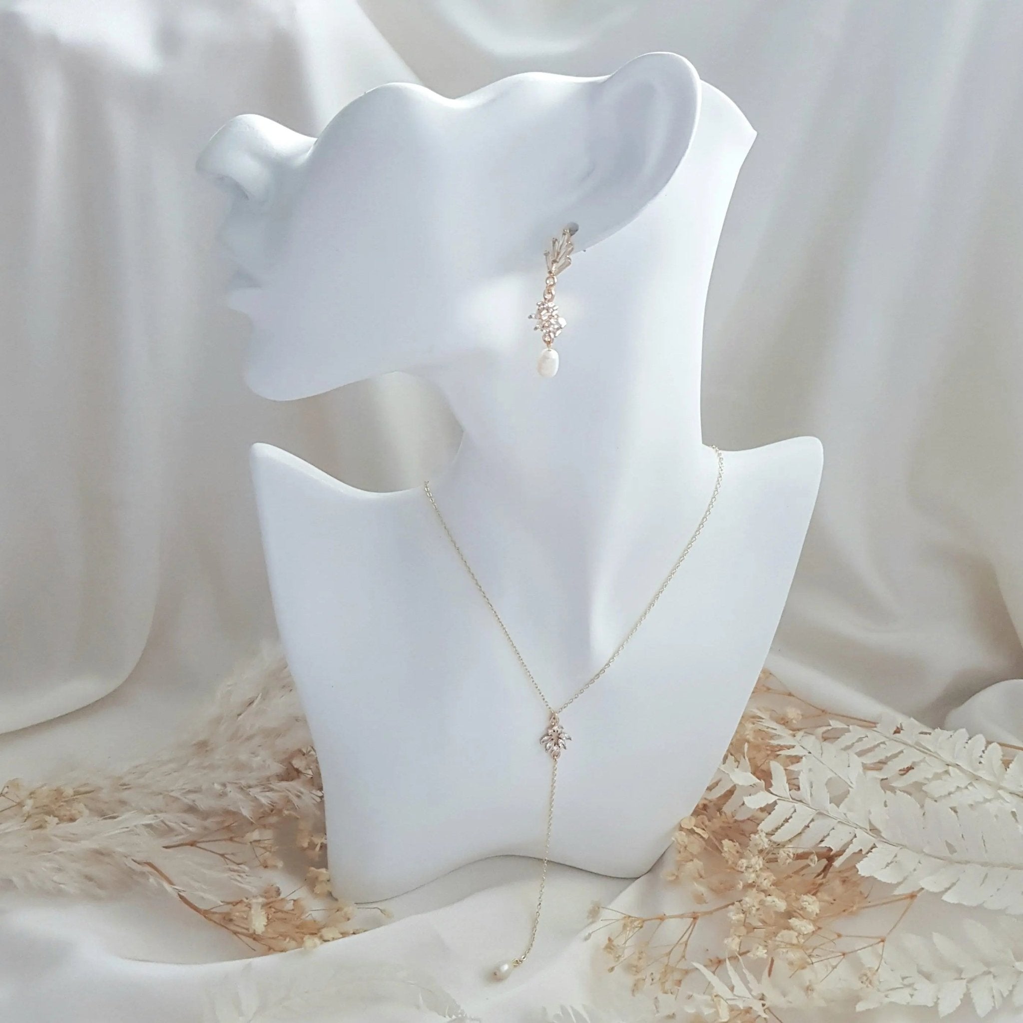 Pearl Drop Earrings, Bridal Earrings, Art Deco Earrings, Gold Pearl Earrings, Wedding Earrings, Bridesmaid Gift, Freshwater Pearl Earrings - House of Hats