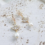 Pearl Drop Earrings, Bridal Earrings, Art Deco Earrings, Gold Pearl Earrings, Wedding Earrings, Bridesmaid Gift, Freshwater Pearl Earrings - House of Hats