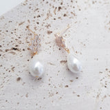 Pearl Drop Earrings, Bridal Earrings, Art Deco Earrings, Gold Teardrop Pearl Earrings, Wedding Earrings, Bridesmaid Gift, Bridal Jewellery - House of Hats