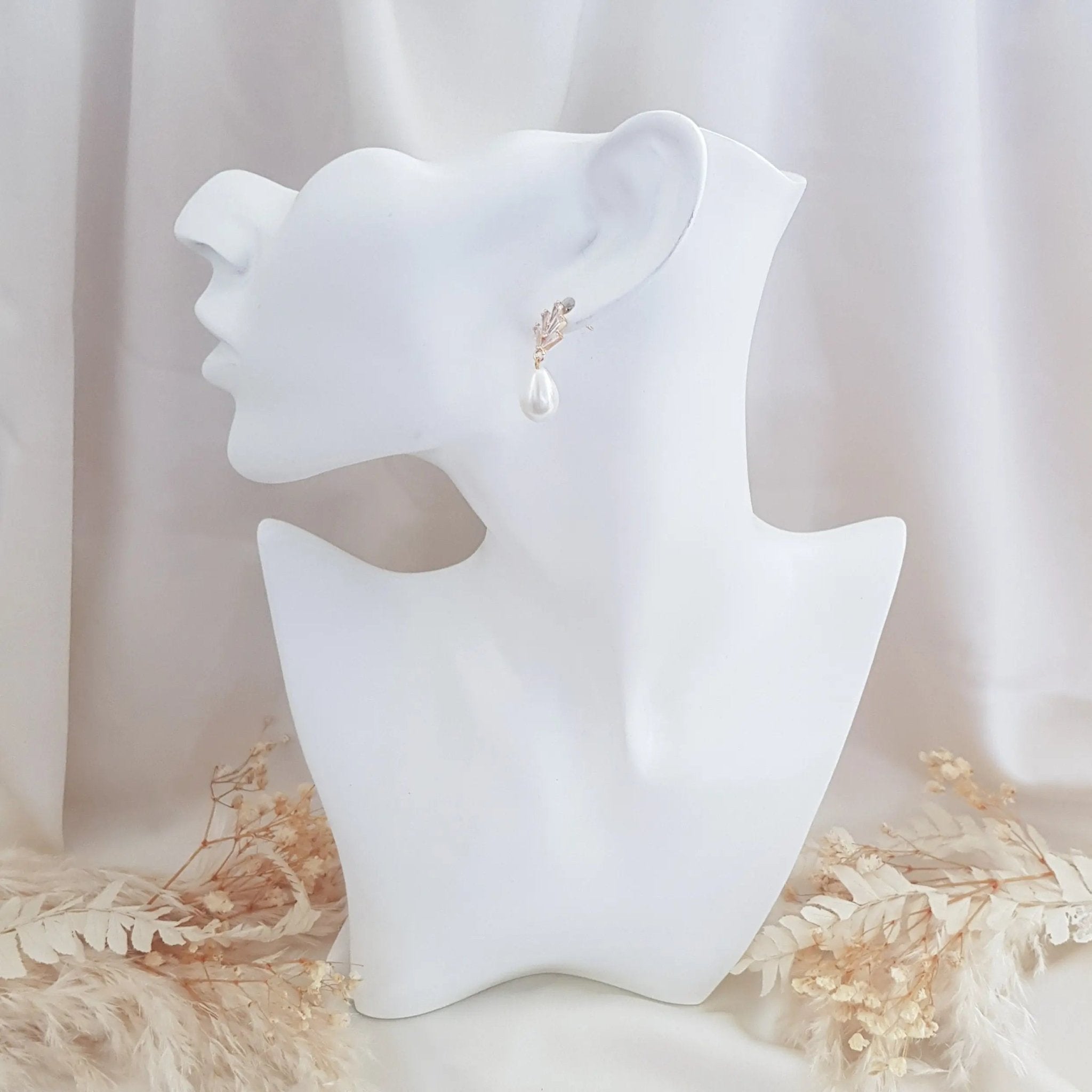 Pearl Drop Earrings, Bridal Earrings, Art Deco Earrings, Gold Teardrop Pearl Earrings, Wedding Earrings, Bridesmaid Gift, Bridal Jewellery - House of Hats