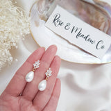 Pearl Drop Earrings, Bridal Earrings, Art Deco Earrings, Gold Teardrop Pearl Earrings, Wedding Earrings, Bridesmaid Gift, Bridal Jewellery - House of Hats