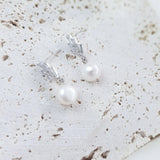 Pearl Drop Earrings, Bridal Earrings, Art Deco Earrings, Silver Freshwater Pearl Earrings, Wedding Earrings, Bridesmaid Gift, Bridal Jewelry - House of Hats