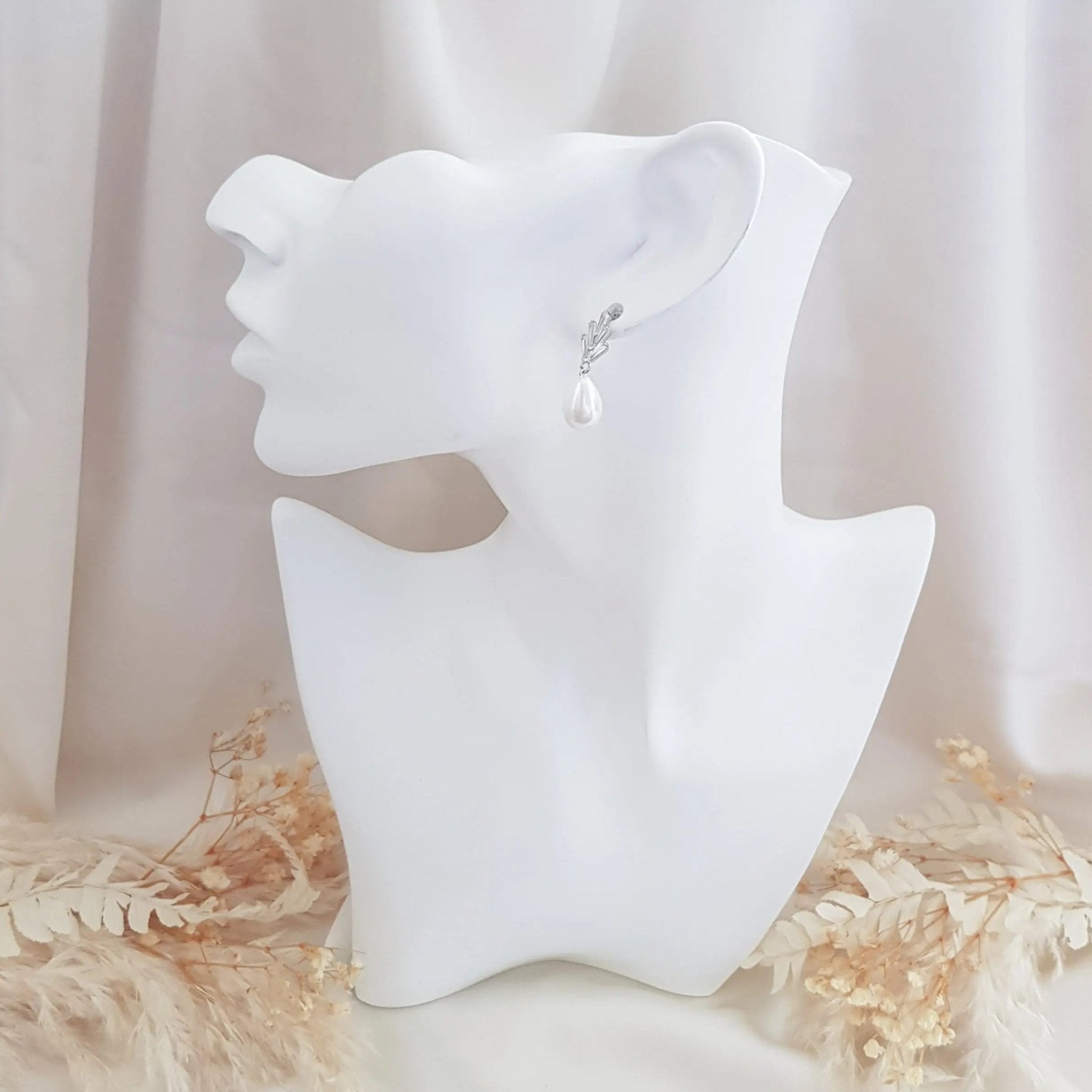Pearl Drop Earrings, Bridal Earrings, Art Deco Earrings, Silver Teardrop Pearl Earrings, Wedding Earrings, Bridesmaid Gift, Bridal Jewellery - House of Hats