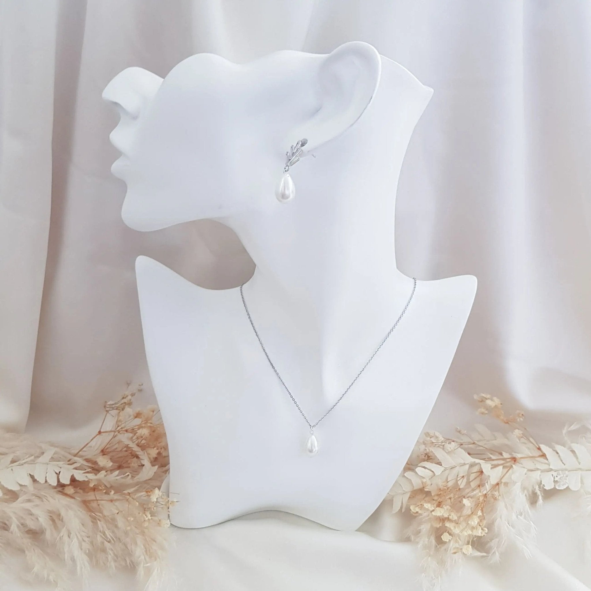 Pearl Drop Earrings, Bridal Earrings, Art Deco Earrings, Silver Teardrop Pearl Earrings, Wedding Earrings, Bridesmaid Gift, Bridal Jewellery - House of Hats