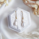 Pearl Drop Earrings, Bridal Earrings, Freshwater Pearl Earrings, Gold Pearl Earrings, Wedding Earrings, Bridal Jewelry, Bridesmaid Gift - House of Hats