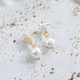 Pearl Earrings, Art Deco Earrings, Gold Earrings, Wedding Drop Earrings, Bridesmaid Gift, Freshwater Baroque Pearl Earrings - House of Hats