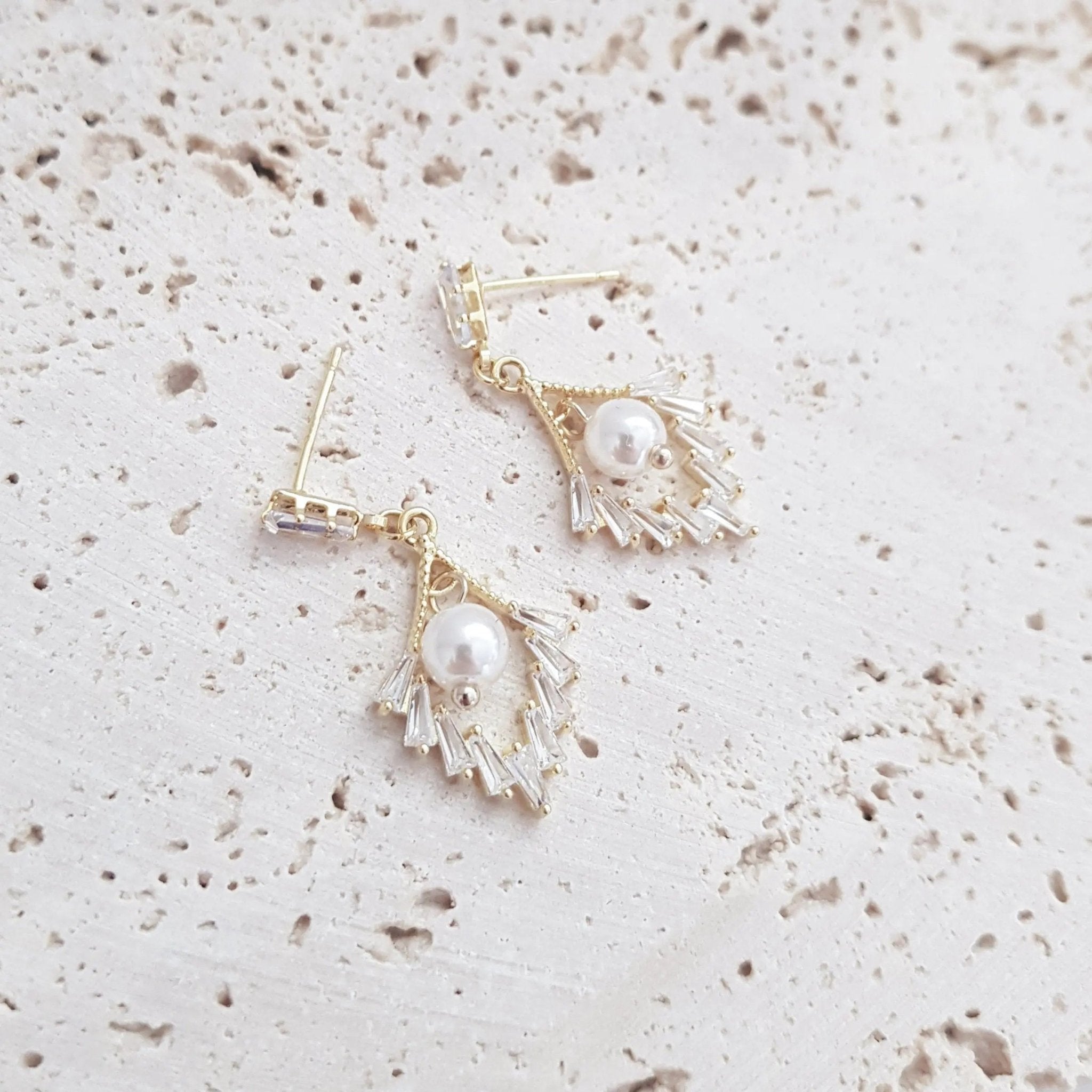 Pearl Earrings, Vintage Style Earrings, Gold Pearl Earrings, Wedding Drop Earrings, Bridesmaid Gift - House of Hats