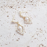 Pearl Earrings, Vintage Style Earrings, Gold Pearl Earrings, Wedding Drop Earrings, Bridesmaid Gift - House of Hats