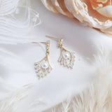Pearl Earrings, Vintage Style Earrings, Gold Pearl Earrings, Wedding Drop Earrings, Bridesmaid Gift - House of Hats