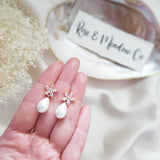 Pearl Earrings, Vintage Style Earrings, Gold Teardrop Pearl Earrings, Wedding Flower Drop Earrings, Bridesmaid Gift - House of Hats