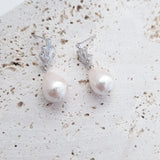 Pearl Earrings, Vintage Style Earrings, Silver Cotton Pearl Earrings, Wedding Drop Earrings, Bridesmaid Gift - House of Hats