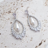 Pearl Earrings, Vintage Style Earrings, Silver Pearl Earrings, Crystal Earrings, Wedding Drop Earrings, Bridesmaid Gift - House of Hats