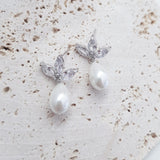 Pearl Earrings, Vintage Style Earrings, Silver Teardrop Pearl Earrings, Wedding Drop Earrings, Bridesmaid Gift - House of Hats